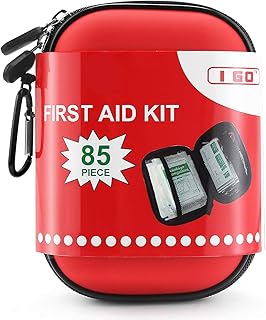 I GO 85 Pieces Hard Shell Mini Compact First Aid Kit, Small Personal Emergency Survival Kit for Travel Hiking Camping Backpacking Hunting Marine Car product image