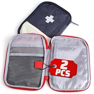 2 Pcs Travel First Aid Bag Empty Portable Storage - Small Medical Bag Empty with Multiple Compartments, 7.1x5.1" Small First Aid Pouch with Zipper Closure - Outdoor Adventure Gift for Camping & Hiking product image