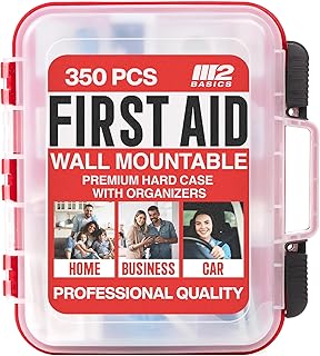 M2 BASICS Professional 350 Piece First Aid Kit, Wall Mountable Dual Layer Hard Case for Business, Home, Car, Vehicle & Work product image