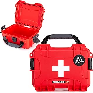 NANUK 903 Waterproof First Aid Box Empty – Durable, Medical First Aid Organizer Case, IP67-Rated, Dustproof, Impact-Resistant, and Floats (7.4" x 4.9" x 3.1") – Red product image