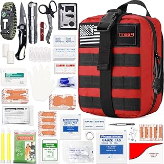 I GO Survival First Aid Kit, 251 Pieces Compact Tactical Trauma First Aid Bag, Molle Compatible Emergency Pouch for Outdoor Camping Hiking Backpacking and Travel product image