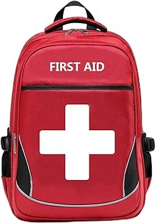 First Aid Bag Empty Red Emergency Medical Bag First Responder Trauma Backpacks Multi-Pocket Traveling Field Trips Camping Essentials (Red, 1 Piece) product image
