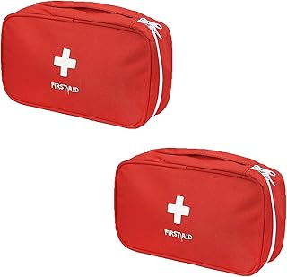 First Aid Bag - First Aid Kit Empty for Home Outdoor Travel Camping Hiking, Mini Empty Medical Storage Portable Pouch (2 Pieces Red Bag) product image