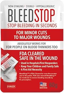 BleedStop™ First Aid Powder for Blood Clotting, Trauma Kit, Blood Thinner Patients, Camping Safety, and Survival Equipment for Moderate to Severe Bleeding Wounds or Nosebleeds - 1 (60g) Pouch product image