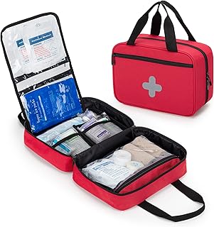 CURMIO Small First Aid Bag, Empty Emergency Trauma Kit Organizer Bag for Hiking, Camping, Car, Travel, Home and Outdoor, Red, BAG ONLY, Patent Pending product image