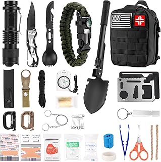Emergency Survival Kit First Aid Kit, 121Pcs Tactical Gear Camping Gear Emergency Supplies with MOLLE Pouch, Stocking Stuffers for Men Camping Hiking Hunting Outdoor Adventure product image