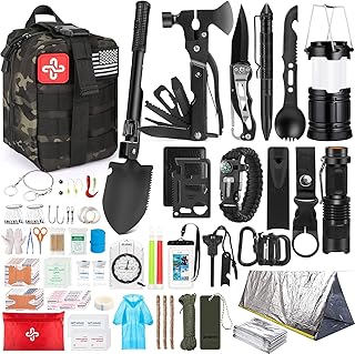 Survival Kit, 250Pcs Survival Gear First Aid Kit with Molle System Compatible Bag and Emergency Tent, Emergency Kit for Earthquake, Outdoor Adventure, Hiking, Hunting, Gifts for Men Women product image