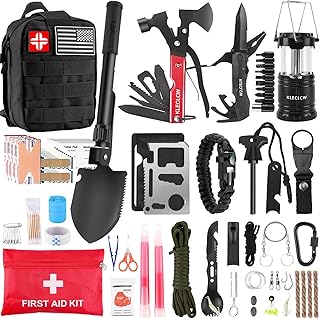 Gifts for Men Christmas Survival Kit and First Aid kit, 160 Pcs Emergency Supplies Camping Accessories with Upgraded Molle Bag for Outdoor Adventure Camping Hiking Hunting product image