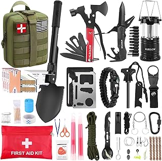 Gifts for Men Christmas Survival Kit and First Aid kit, 160 Pcs Emergency Supplies Camping Accessories with Upgraded Molle Bag for Outdoor Adventure Camping Hiking Hunting product image