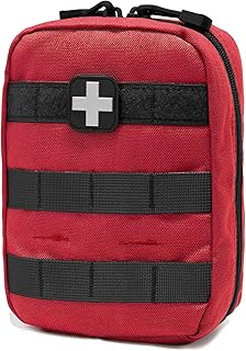 Carlebben EMT Pouch MOLLE Ifak Pouch Tactical MOLLE Medical First Aid Kit Utility Pouch (with Medical Supplies Red) product image