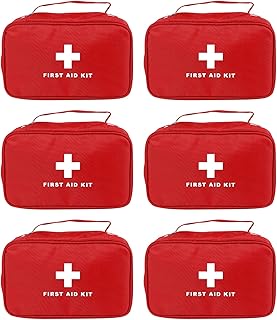 AOUTACC 6pcs First Aid Bag Empty, Waterproof Durable First Aid Kit Bag Empty with Zippered,First Responder Storage Medicine Emergency Bag for Home Office Kitchen Outdoor Travel Camping Activities-Red product image