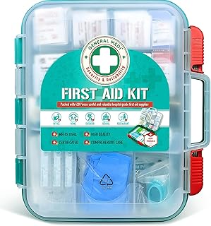 General Medi 420 Pieces Professional First Aid Kit - HardCase First Aid Box - Contains Premium Medical Supplies for Travel, Home, Office, Vehicle, Camping, Workplace & Outdoor product image
