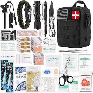 Survival First Aid Kit, Molle Medical Pouch 288PCS Outdoor Emergency Survival Gear and Equipment for Hiking Camping Hunting Car Boat Home Travel and Adventures, Gift for Him Men (Black) product image