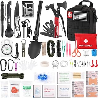 Survival Kit 256 in 1, First Aid Kit Survival Gear Tools Trauma Kit with Molle Pouch for Outdoor, Camping, Hunting, Hiking, Earthquake, Home, Office, Gifts for Men Dad Husband Women product image