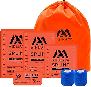 First Aid Splint Kit - 4 Professional Medical Splints (36"/18"/9"/4") + 2 Adhesive Tapes + Storage Pouch, Complete Emergency Fracture Support for Arms Legs Fingers Broken Bones product image