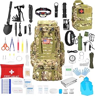 Survival Gear Professional Kit and Large Camping Backpack,First Aid Kit for Adventure Outdoor Hiking Accessories product image