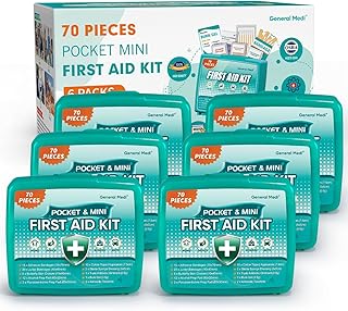 General Medi 420 Piece First Aid Kit, 6 Individual Boxes of 70 Items Each - Contains Premium Medical Supplies for Travel, Home, Office, Vehicle, Camping, Workplace & Outdoor (420 pcs, 6 Pack) product image