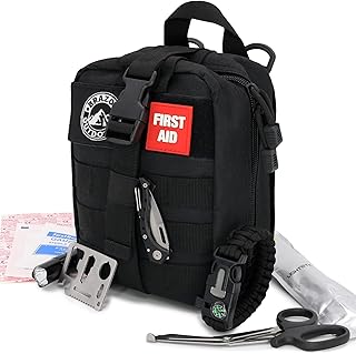 The Brazos First Aid Survival Kit, 250 Pieces, Hiking & Camping Essentials, Survival Gear and First Aid Combo for Emergency Preparedness, Lightweight, Portable, Tactical Clips & Closures, Black product image