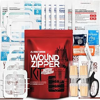 EVERLIT Wound Closure Kit | Surgical Zip-Stitch Devices for Cut & Laceration | Sterile, Suture-Free, Stitch-Less Adhesive Butterfly Bandages for Emergency First Aid Wound Care (6 Zip Complete Kit) product image