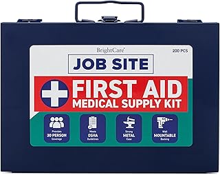 Metal Case First Aid Kit for Job Site & Contractors - OSHA Compliant, Heavy Duty Case for Work Trucks, Fleet, Renovation, Industrial, and Construction- 200 Piece Wall Mount & Portable First Aid Kit product image