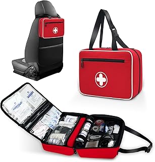 Portable First Aid Bag, Empty Emergency Trauma Kit with Reflective Strips, Multi-Compartment Medical Organizer for Travel, Camping, Car, Outdoor and Home, BAG ONLY (Red) product image