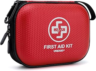 Mini First Aid Kit - 150 Piece Small Waterproof Hard Shell Medical Kit for Home, Car, Travel, Camping, Truck, Hiking, Sports, Office, Vehicle & Outdoor Emergencies- Small First Aid Medical Kit (Red) product image