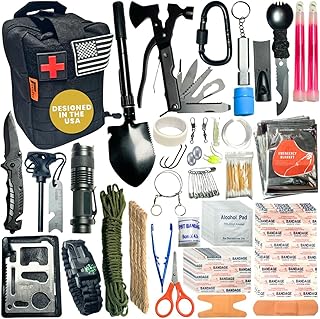 GunZee 175-Piece Survival Kit, First Aid Kit for Emergency and Outdoor Adventures, IFAK, Fishing Gear, MOLLE-Compatible Bag, Car Travel, Camping, Hiking, Earthquake, Tornado, Gifts for Men and Women product image