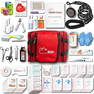 Cat & Dog First Aid Kit - Dog Emergency Kit, Health Supplies & Wound Care -with Thermometer, Bandages for Wounds - Essentials, Travel Bag (Medium) product image