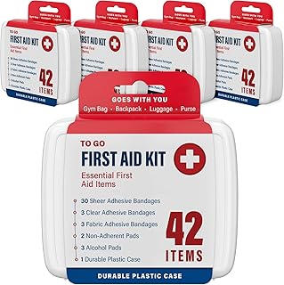DecorRack 4 Pack Mini First Aid Kits, Small Travel Size Kit, First Aid Patch with 168 Items, Durable Plastic Box Perfect for Car, Home, Boat, or Camping, (168 Pieces, 4 Pack) product image