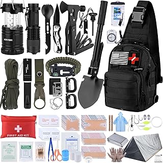 Survival Kit, 250pcs Survival Tools Tactical Gear and Trauma Bag, Survival First Aid Kit with Molle Crossbody Bag & Emergency Tent for Earthquake, Bug Out, Outdoor Adventure, Gifts for Christmas Men product image