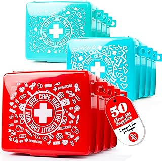 EVERLIT Pocket-Aid Mini First Aid Kit | Compact, Portable Hard-Shell Cases of 50 Items | Cuts, Scrapes, Wound Care Essentials for Travel, Outdoor, School, Camping, Home, Office (12 Packs | 600 Pcs) product image
