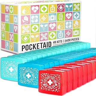 EVERLIT Pocket-Aid Mini First Aid Kit | Compact, Portable Hard-Shell Cases of 50 Items | Cuts, Scrapes, Wound Care Essentials for Travel, Outdoor, School, Camping, Home, Office (48 Packs | 2400 Pcs) product image