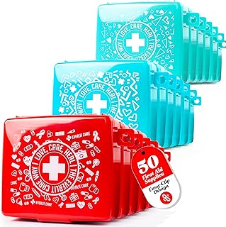 EVERLIT Pocket-Aid Mini First Aid Kit | Compact, Portable Hard-Shell Cases of 50 Items | Cuts, Scrapes, Wound Care Essentials for Travel, Outdoor, School, Camping, Home, Office (24 Packs | 1200 Pcs) product image
