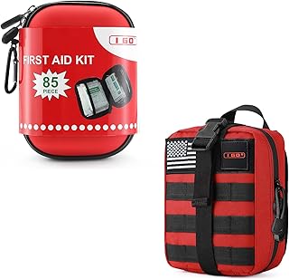 Outdoor & Home Emergency First Aid Bundle：I GO 85 Pieces Hard Shell Mini First Aid Kit and 251 Pieces Tactical Trauma First Aid Bag Bundle product image