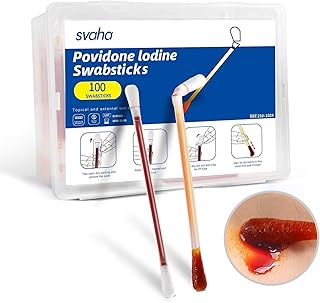 Povidone Iodine Swabsticks, 100 Count, Individually Wrapped with Snap-Release Solution, Skin Prep Swabs for First Aid Kits, Wound Care & Travel with PP Storage Case product image