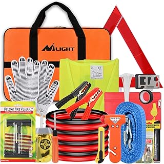 Nilight Car Emergency Kit with Jumper Cable Air Compressor Tire Repair Essential Tools First Aid Alligator Connector Electrical Kit for Travel Camping Outdoor Cars Truck SUV RV product image