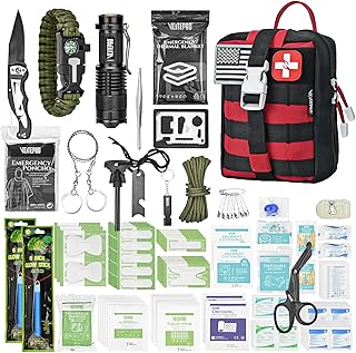 242Pcs Survival First Aid Kit Molle System IFAK Medical Kit for Camping Hiking Hunting Car&Home Emergency, Earthquake Preparedness Lightweight Tactical Kit for Outdoor Enthusiasts (Red) product image