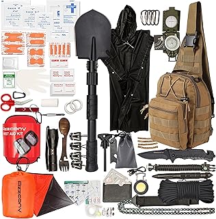 Emergency Survival Kit with First Aid Gears and Supplies - EDC Go Bugout Bag - Get Home Backpack for Camping Outdoor - Tactical Military Molle Pouch Grade - Gift for Man Woman product image