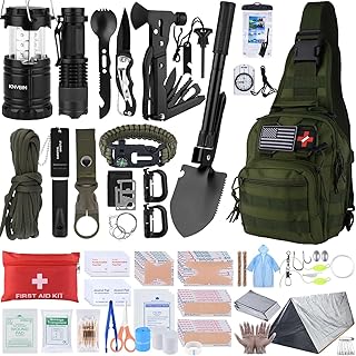Survival Kit, 250pcs Survival Tools Tactical Gear and Trauma Bag, Survival First Aid Kit with Molle Crossbody Bag & Emergency Tent for Earthquake, Bug Out, Outdoor Adventure, Gifts for Christmas Men product image