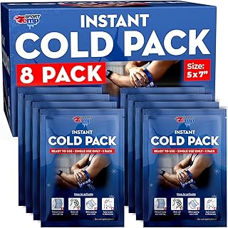 Sport Temp Instant Ice Cold Packs (7”x 5”) Disposable Ice Packs for Pain Relief, Swelling, Injuries, Toothaches, and Sprains – Cold Therapy for Athletes, First Aid, Travel & Outdoor Use (8 Pack) product image