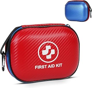 Small First Aid Kit - 185 Pieces Waterproof Emergency Kit for Home, Car, Office, Travel, Camping, Hiking & Outdoor - Portable Hard Case Survival Kit with Premium Supplies(Blue/Red) product image