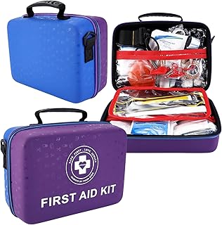Large First Aid Kit - 410 Piece Dual-Color Emergency Kit with Hard Shell & Fluorescent Interior Coating, Professional Survival Kit for Home, Car, Travel, Hiking & Outdoor(Blue/Purple) product image