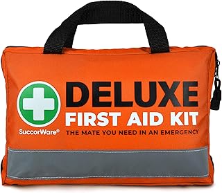380 Pieces Deluxe First Aid Kit Compact Trauma Medical Kits with Assorted Bandages, Instant Cold Pack, Emergency Blanket for Home, Travel, Camping, Vehicle, Emergency Kits(Orange) product image