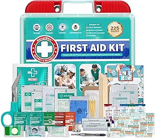 225 Pieces First Aid Kit, Includes Ice Pack, Adhesive Bandages, Wound Gauze Pads, Portable First Aid Bag for Home, Car, Business, Travel, Outdoor Emergency Medical Kits product image