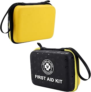 Small First Aid Kit - 165 Piece Dual-Color Emergency Medical Kit with Hard Shell & Fluorescent Exterior Coating, Emergency First Aid Kit for Home, Car, Travel, Hiking & Outdoor(Black/Yellow) product image