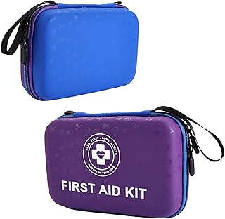 Premium First Aid Kit - 305 Piece Dual-Color Emergency Kit with Hard Shell & Fluorescent Interior Coating, Compact Survival Kit for Home, Car, Travel, Hiking & Outdoor(Blue/Purple) product image
