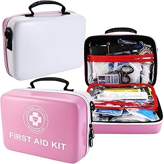 Large First Aid Kit - 410 Piece Dual-Color Emergency Kit with Hard Shell,Professional Survival Kit for Home, Car, Travel, Hiking & Outdoor(Pink/White) product image