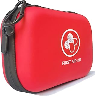 First Aid Kit 150 Piece Waterproof Hard Shell Emergency Medical Kit for Home, Camping, Hiking, Sports, Office, Adventure Portable IFAK Kits (Red) product image