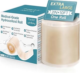 Hydrocolloid Roll for Wound Care, Extra Large Self-Adhesive Hydrocolloid Bandages, Cut-to-Size Patch, Ultra Absorbent & Waterproof, First Aid Kit Essential (2in*10ft) product image