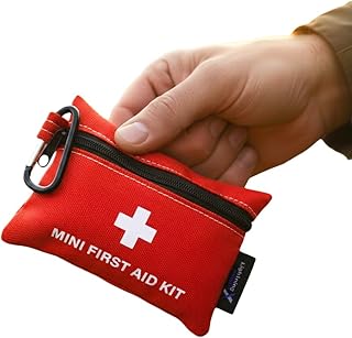 Lightning X Mini First Aid Kit – Compact 20 Piece Emergency Medical Kit with Carabiner | Portable Water Resistant Travel First Aid Pouch for Hiking, Camping, Car, Backpack, Outdoor Survival product image
